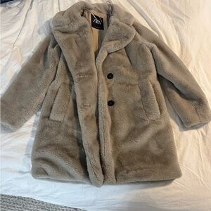 Zara Tan Faux Fur Coat